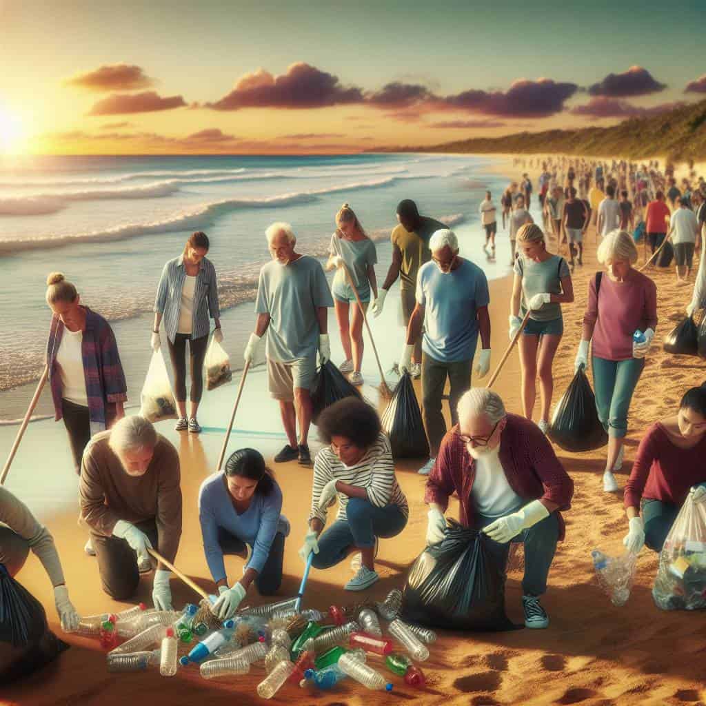 Acts of global citizenship beach cleanup.
