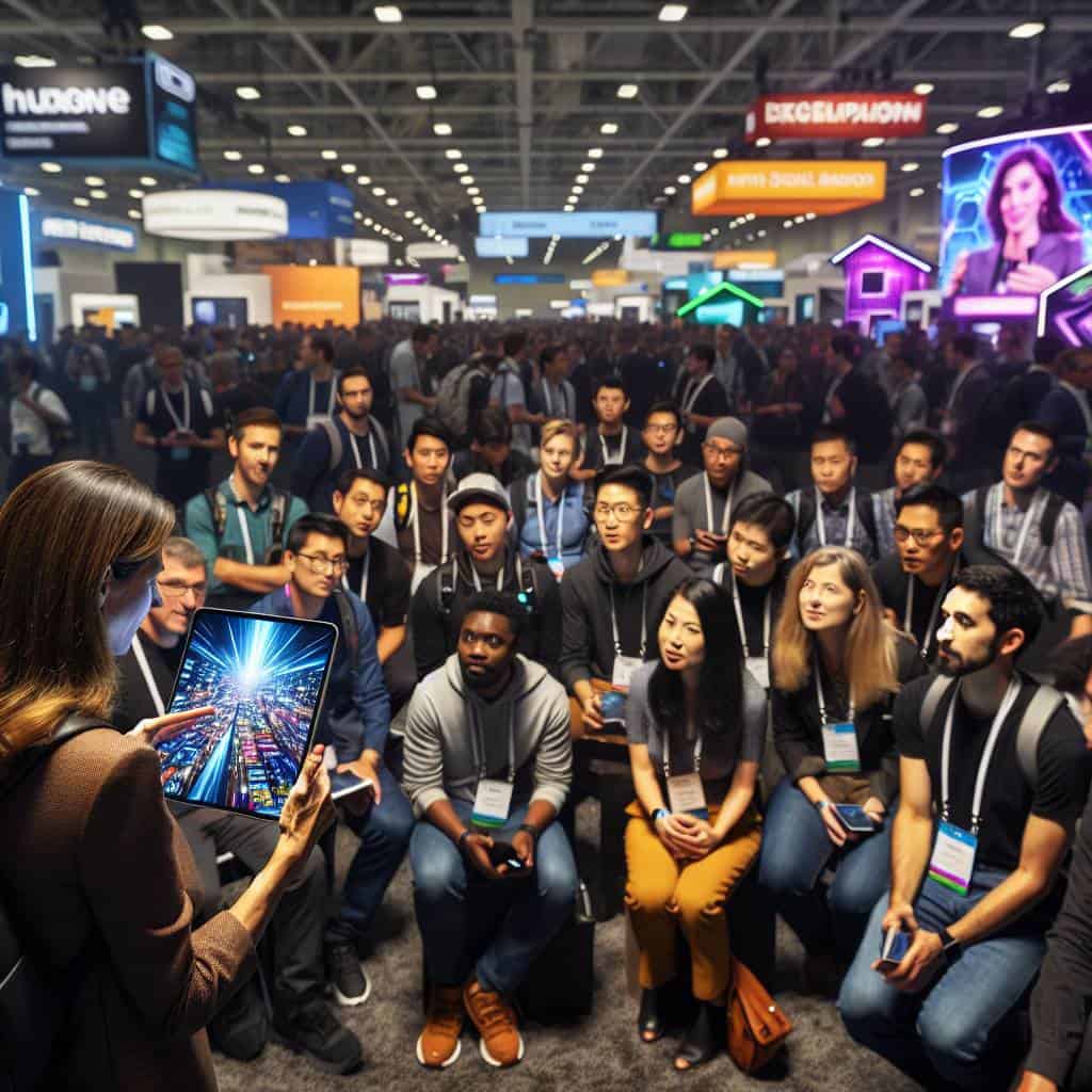 App development trends at tech conference.