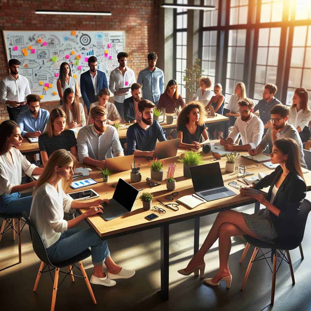 Business education resources workshop in office.