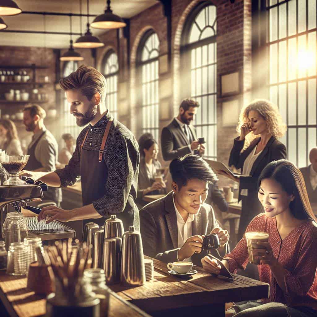 Coffee shop customer retention techniques scene.