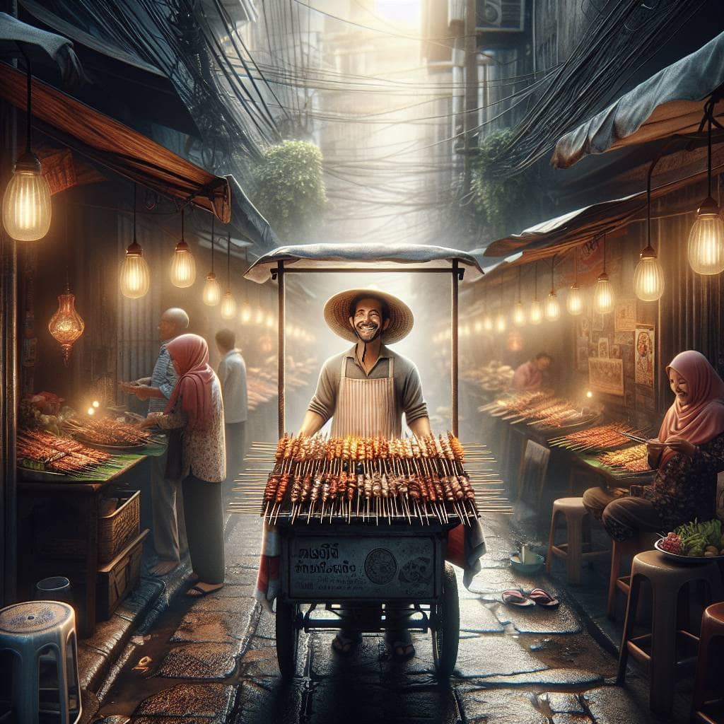 Exploring local cuisine in Bangkok alley.