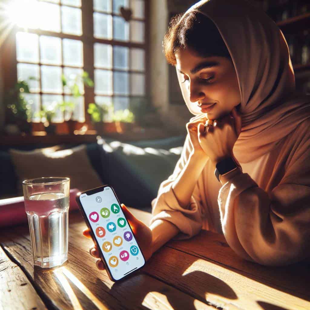 Healthy habit tracker app on smartphone.