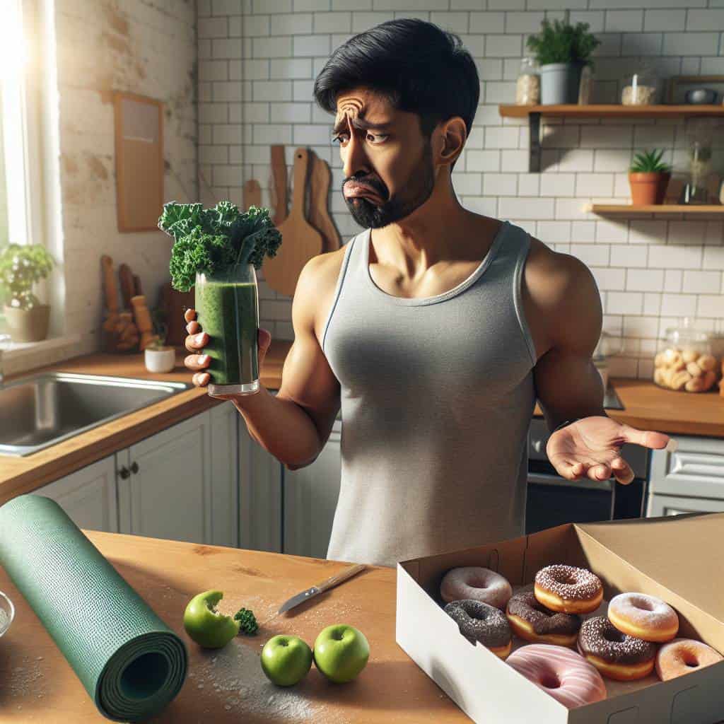 Healthy living motivation with smoothie choice.