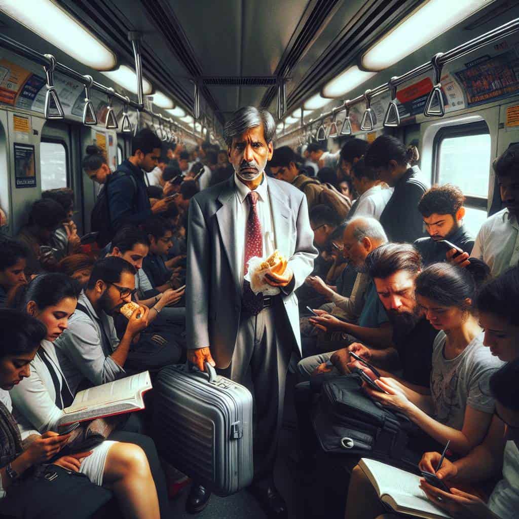 Inspiration in everyday life on subway train.