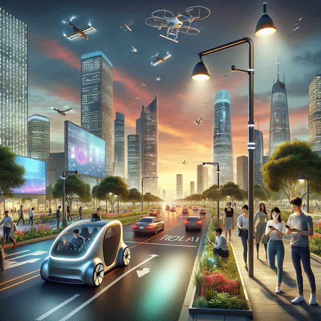 IoT for smart cities street scene.