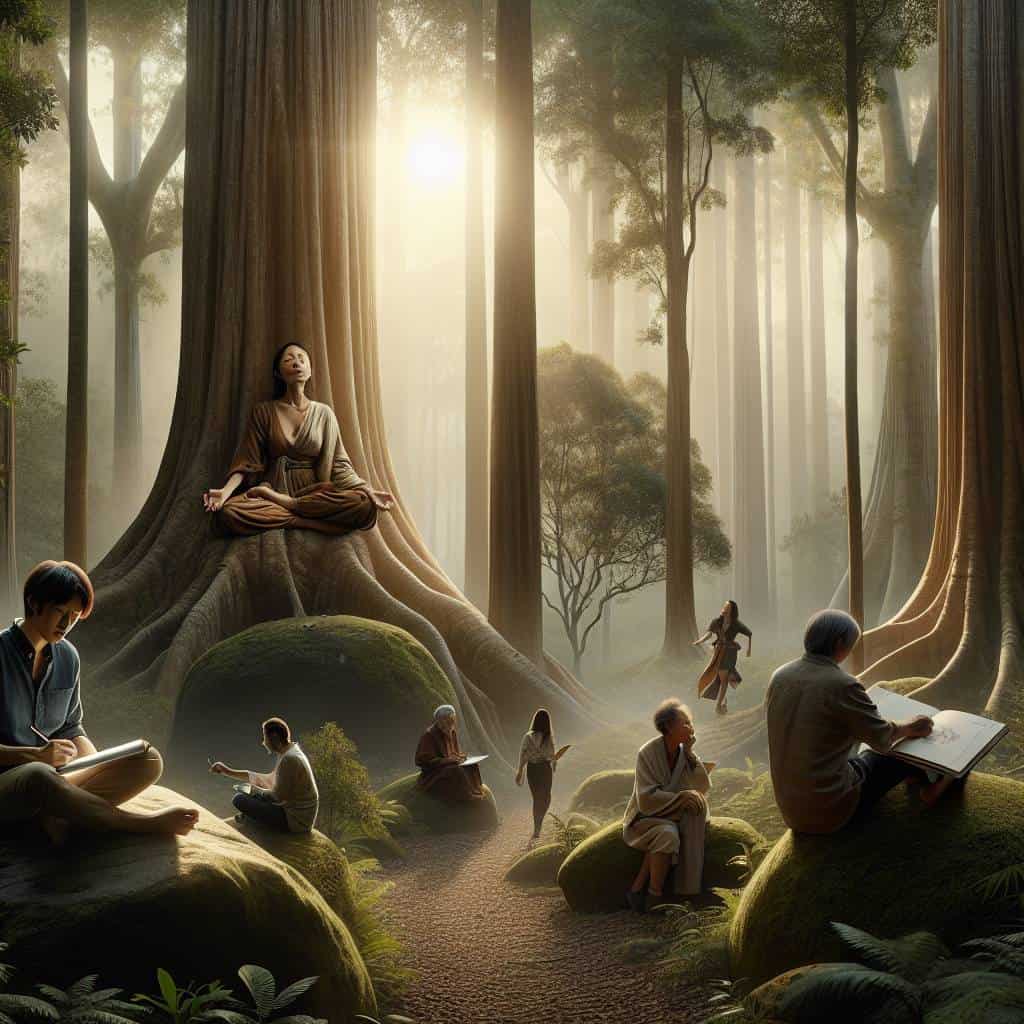Stories of self-discovery in tranquil forest.