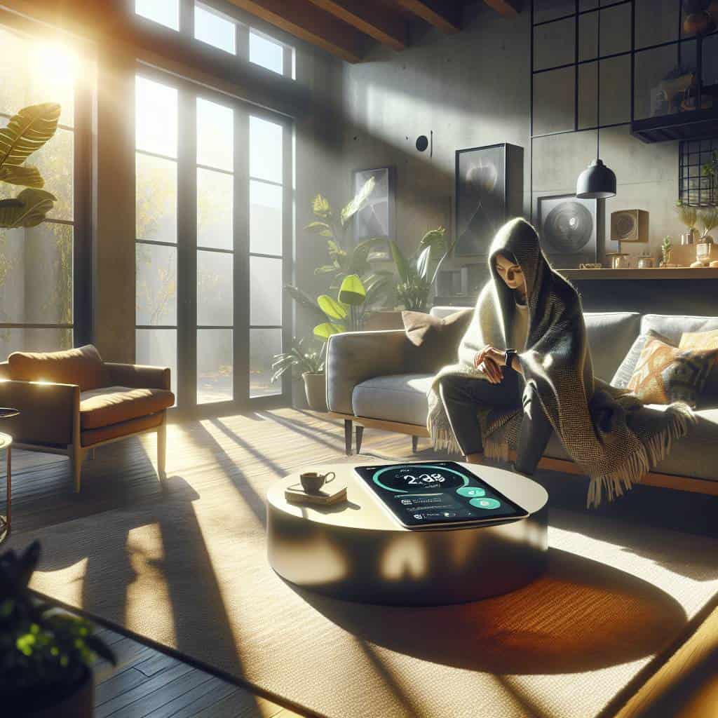 Tech in everyday wellness in living room.