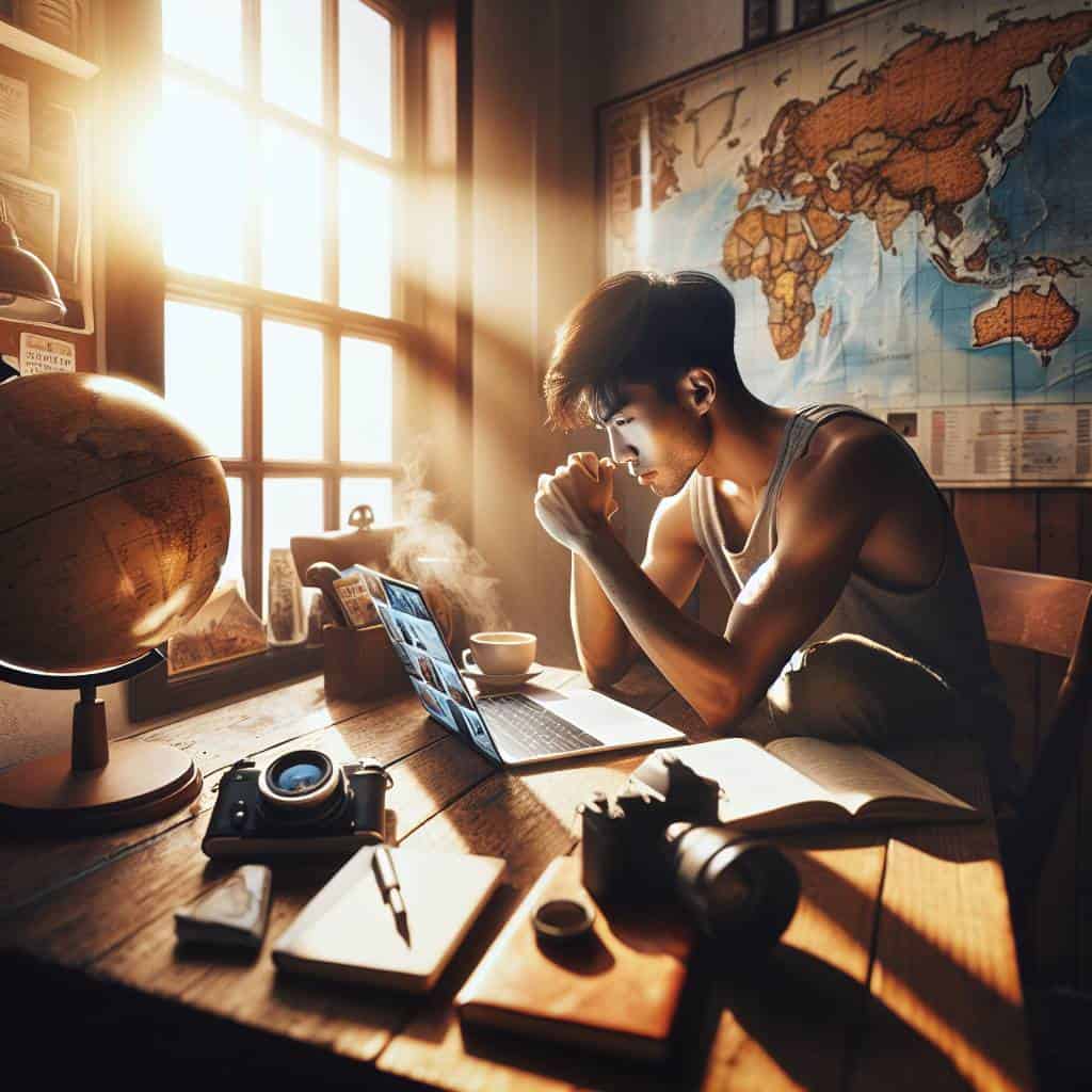 Top travel blogs on laptop screen.