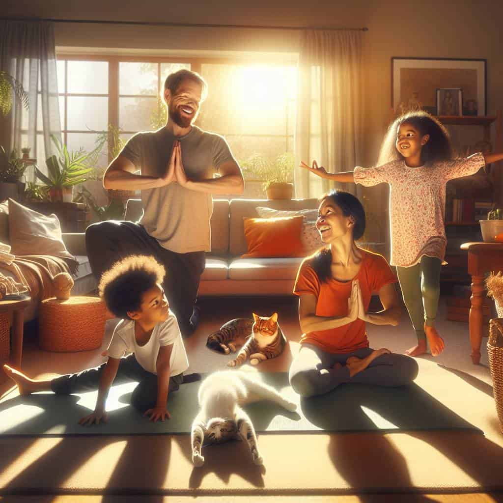 Family yoga session promotes wellness for families.