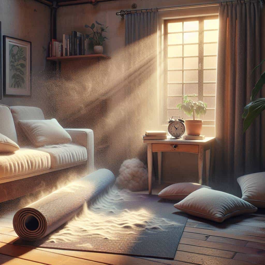 Wellness habit formation in cozy living room.