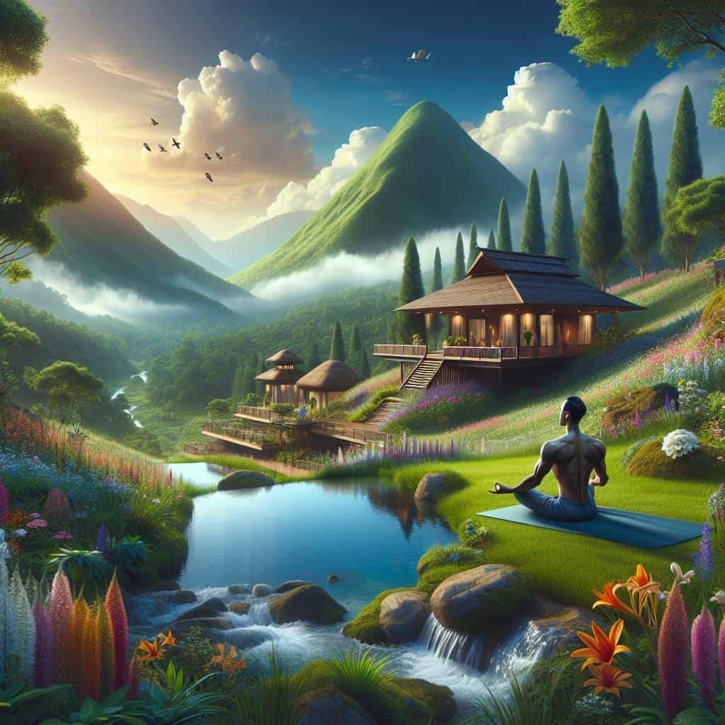 Wellness travel planning serene retreat landscape.