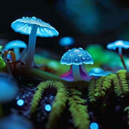 UV-induced visible fluorescence in glowing nature.